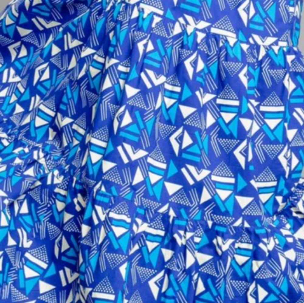The Oula Co Midi Dress 100% Cotton Resortwear Geometric Lightweight Quiet Luxury - Picture 4 of 11
